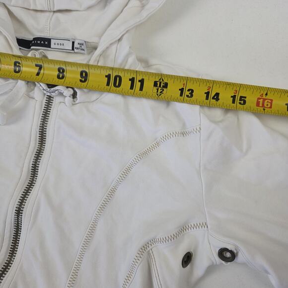 Max Mara Sportmax Code Hoodie Womens Medium White Full Zip Graphic Back Eyelet - Picture 7 of 14